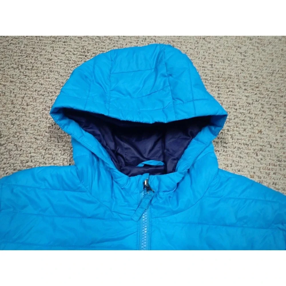 Lands End Puffer Jacket Girls XL 18-20 Blue Excellent Primaloft Hooded Outerwear